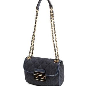Michael Kors Sloan Chain Denim quilted Blue Crossbody & Shoulder Bag